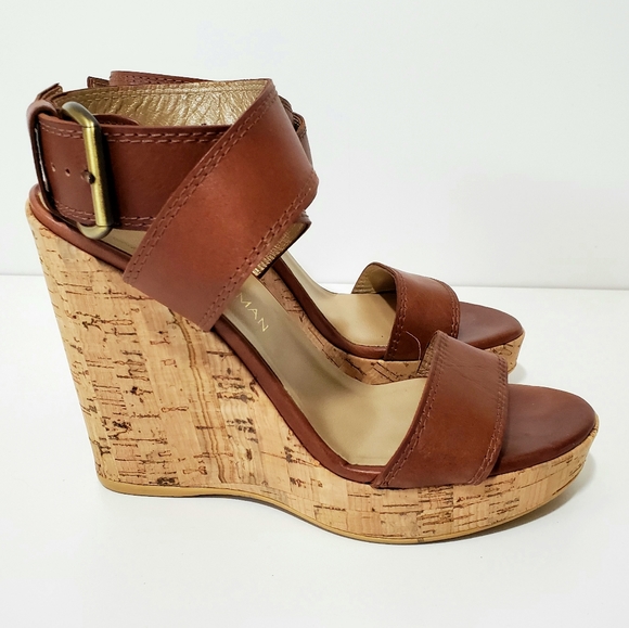 Stuart Weitzman Shoes - •STUART WEITZMAN• Leather Strappy Wedge Sandals